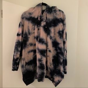 Torrid Pink & Black Tie Dye, Zip Side Tunic Hoodie Size 2X